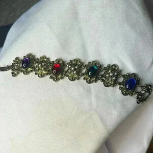 Vintage statement bracelet rare multi color bracelet